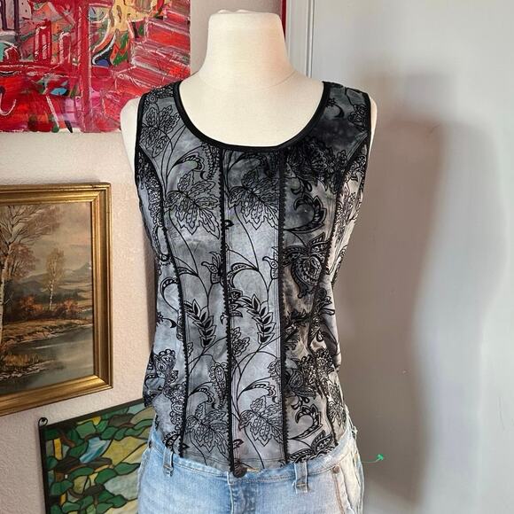 sami and jo blue floral corset style tank top - Picture 1 of 3